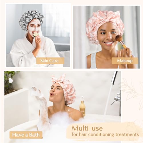 Yanibest Non-Slip Shower Cap for Women, Adjustable Luxury Waterproof Shower Cap, Reusable Cute Shower Cap Hair Cap to Keep Hair Dry