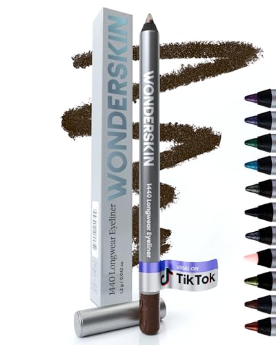 Wonderskin 1440 Longwear Brown Glitter Waterproof Eyeliner Pencil - Sharpenable Eyeliner Pencil & Smudge Proof Brown Eye Liner Pencils (Gold Mocha)
