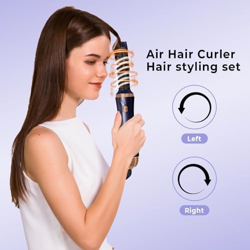 6 in 1 Blow Dryer Brush, Detachable Hair Dryer Brush Air Curler Air Styler Wrap, Curly Twist Hot Curling Iron, Blow Dryer Hot Brush Styler Negative Ion Brush, Travel Hair Styling Tool