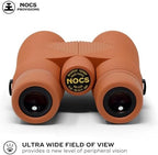 Nocs Provisions Pro Issue 10x42 Compact Fogproof Waterproof Binoculars for Adults & Kids, 10X Magnification, Wide View Multi-Coated Lenses for Bird Watching, Hunting & Stargazing - Carnelian Orange