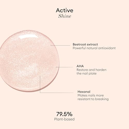 Manucurist Active Shine™ Jelly Gel Nail Polish & Care - No Lamp - Ultra-Shiny 2 in 1 Nude Gel Polish: Nail Strengthener and Growth, Highlighter & Care - Plant-Based Ingredients- Damaged Nails Repair