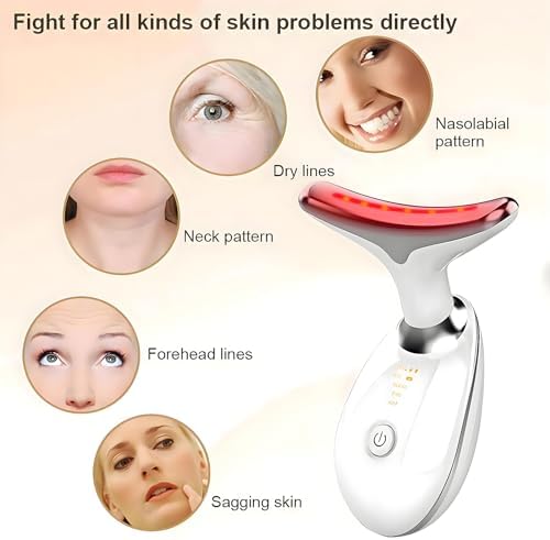 Facial and Neck Massager Red Light for Face Beauty 7 in 1 Color Led Facial Sculptor Device Neck Chin Sculptor Lifting Device Face Vibrating Massager Tool Wrinkle Remover