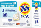 Tide PODS Liquid Laundry Detergent Pacs Free & Gentle 152-count, LARGE, White
