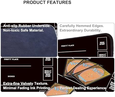 Stitched MTG Playmats for Magic The Gathering - Play Mat with Tube Case for MTG Card Game Playing (Black Zones)
