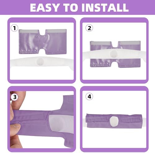 4 Pack Satin CPAP Strap Covers Soft, CPAP Hair Protector for Women, Universal and Comfort CPAP Mask Strap Covers Fit CPAP Dreamwear Headgear Strap for Reducing Red Marks＆Hair Pulling (Light Purple)