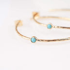 14K Gold-Plated Dainty Hoop Earrings with Simulated Blue Turquoise