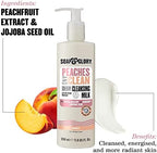 Soap & Glory Peaches & Clean Deep Cleansing Milk - 4 in 1 Milk Cleanser & Makeup Remover with Peach Extract, Ginseng & Jojoba Oil - Hydrating Facial Cleanser for Clarified & Energized Skin (350ml)