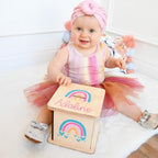 Wooden Piggy Bank for Kids and Adults, Personalized Gift Handmade in USA by BloomOwl, Custom Piggy Bank, Personalized Banks for Kids, Gifts for Baby Boys and Girls (Rainbow)