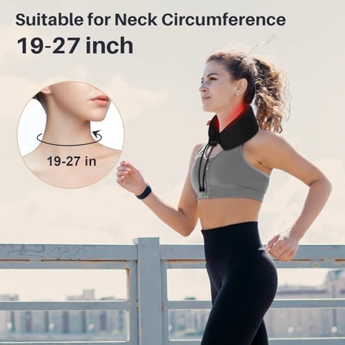 Comfytemp Portable Cordless Red Light Therapy for Neck Pain Relief, FSA HSA Eligible Near Infrared Light Therapy Neck Wrap, Rechargeable Wireless Wearable Light Wrap for Travel