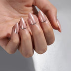 BTArtbox Press On Nails Almond - Short Fake Nails with Silver Foil Design, Resuable Glue On Nails for Women Gift in 16 Sizes, Crescent Moon