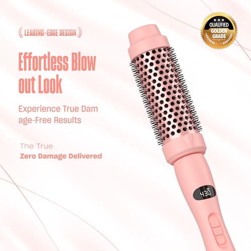 Bekind Twist Pro Thermal Brush - 1.5 Inch Versatile Heated Round Hot Air Brush, Effortless Blowout Curling Hair Styling Tools, Negative Ion Blow Out Hot Round Brush, 20s Fast Heats (Peach)
