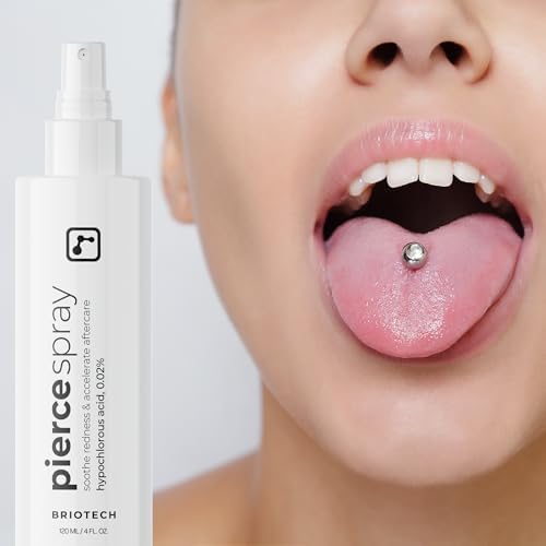 BRIOTECH Pierce Pro Piercing Aftercare Spray, Gentle Hypochlorous Acid Spray, Calm Redness & Itch, Reduce Bumps & Crust, Zero-Contact, No Rinse, No Residue HOCl Spray, 4 fl oz