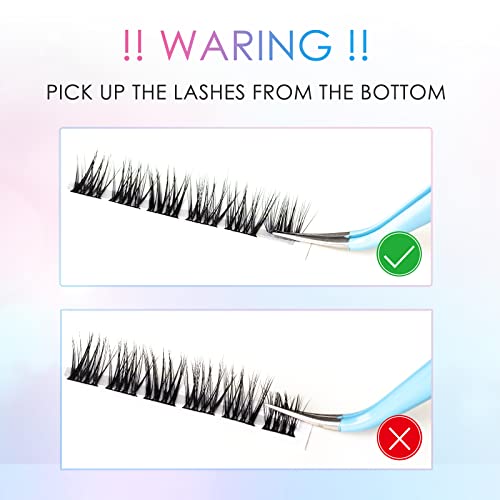 LANKIZ DIY Eyelash Extensions,Individual Lash Extensions Clusters,154 Clusters, Soft and Lightweight 12mm Only Mix Resuale Wide Band Cluster Lashes for Home use (Natural C curl)