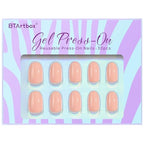 BTArtbox Press On Nails Short - Fall Press on Nails Nude Short Oval Nails Fake Nail with Nail Glue, Fit Perfectly, Reusable Glue On Nails in 16 Sizes, Salmon