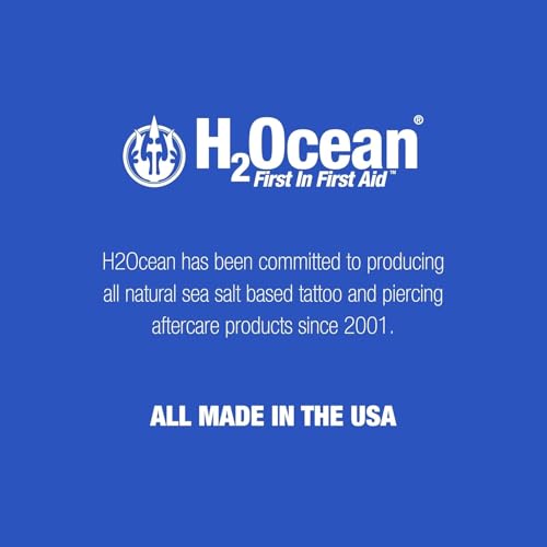 H2Ocean Piercing Aftercare Spray, Saline Spray for Piercings Cleaning Solution, with Sea Salt Nipple, Ear, Nose, Lip, Belly Piercings Cleaning Spray with Sea Salt & Bump Treatment, Set of 2