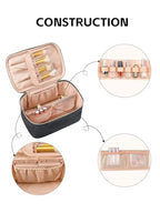 KITENROM Extral Large Makeup Bag Portable Cosmetic Bags for Women Zipper Pouch for Purse Make Up Case with Detachable Divider Toiletry Organization Waterproof Beige
