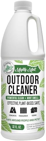 Mighty Mint Outdoor Cleaner, Powerful | Bleach-Free | Biodegradable, Cleans Stains from Mold & Mildew on Wood, Decks, Concrete, Patios, and Vinyl Siding, Natural Mint Scent, 32oz
