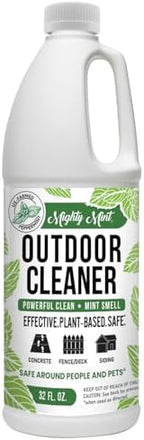 Mighty Mint Outdoor Cleaner, Powerful | Bleach-Free | Biodegradable, Cleans Stains from Mold & Mildew on Wood, Decks, Concrete, Patios, and Vinyl Siding, Natural Mint Scent, 32oz