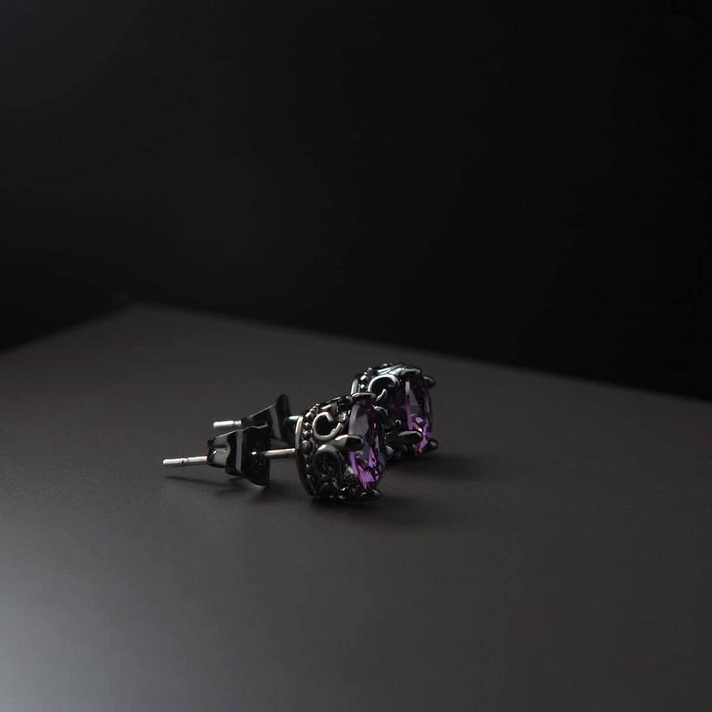 KZZENKI Purple and Black Earrings for Women Men, Cool Gothic Stud Earrings