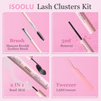 DIY Volume Lash Clusters 480pcs Lash Extension Kit Lash Extension Kit，50D 9-16mm with Cluster Lashes，2pcs Bond and Seal，Lash Tweezers，Eyelash Brush.