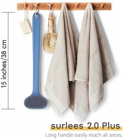 surlees Back Scrubber for Shower, Bath and Body Brush for Elderly, Men and Women, 15 Inch / 38 CM (Purple, Soft-6)
