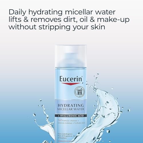 Eucerin Hydrating 3-in-1 Micellar Water, Formulated with Hyaluronic Acid, 6.8 Fl Oz Bottle