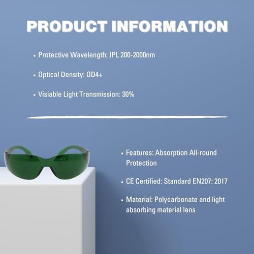 MCWlaser LED Red & Blue Light Therapy Glasses 200nm-2000nm IPL Laser Safety Glasses for Hair Removal,Tanning Goggles