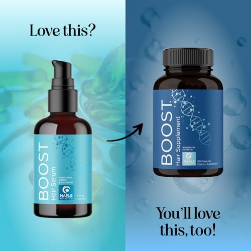 Biotin Hair Growth Serum - Rosemary Hair Thickening Serum with Peppermint Caffeine and Black Castor Oil for Hair Growth - Volumizing Hair Serum for Hair Growth for Men & Women - Vegan & Cruelty Free