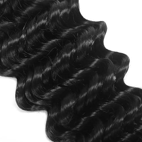 Deep Wave Bulk Human Hair Braiding Hair, 100% Unprocessed Brazilian Virgin Hair, 24 Inch, 50g, No Weft, Suitable for Micro Braiding, Boho, Knotless, Box Braids, Cornrows, Twists