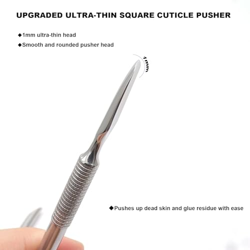 Pre-treatment Cuticle Pusher, Russian Prep Nail Pushers, Dual Ended Cuticle Remover with 100/180 Grit Sandpaper Sheets, Nail Care for Manicure Pedicure Nail Art