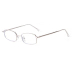ADE WU Fashion Rcetangle Blue Light Glasses for Woman Men Cute Office-siren Small Thin Narrow Y2k Fake Glasses Unisex Style, Silver Frames 51mm