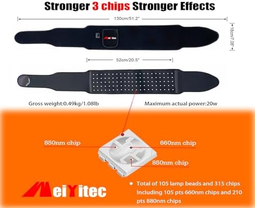 Red Light Therapy Wrap Belt for Body Shoulder Waist Muscle Knee Leg Pain Relief Relax，660nm&850nm Near Infrared Light Therapy Timer Remote Control