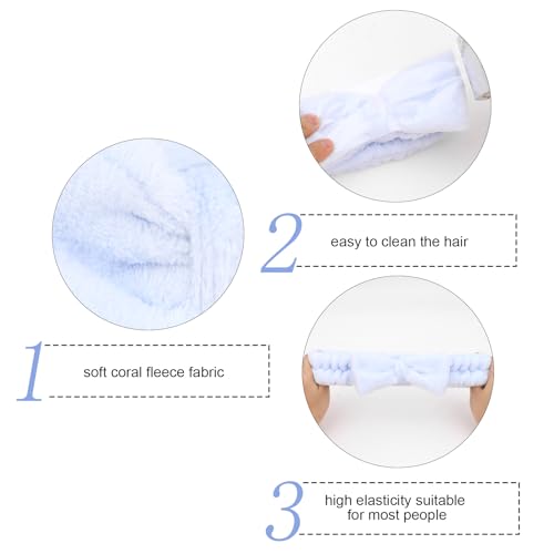 Semato 8 Pcs Bachelorette Party Favor Set Bride Spa Headband Bride Headband and Bridesmaid Headband Skincare Headbands for Women Cute Bow Head Bands Party Supplies (1 bride+ 7 blue)
