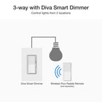 Lutron Diva Smart Dimmer Light Switch for Caseta Lighting (Lutron Smart Hub Required), for LED Lights, 150W, Single-Pole/3-Way, No Neutral, Brown (DVRF-6L-BR)