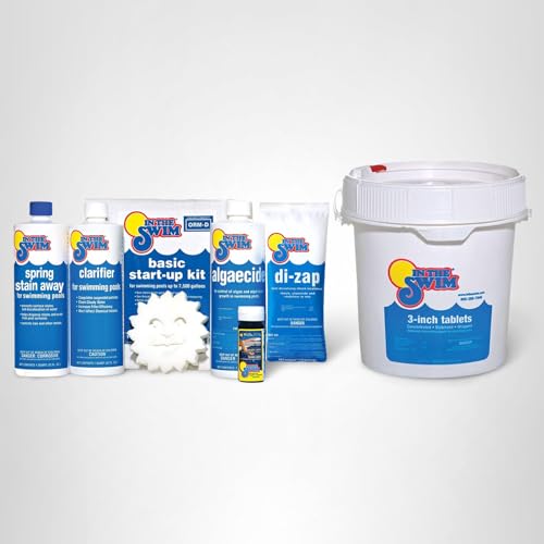 In The Swim Opening Kit and Chlorine Bundle - Pre-Measured Opening Kit for Easy Use - 25 Pound Bucket of 3-Inch Stabilized Chlorine Tablets - Inground and Above Ground Pools Up to 15,000 Gallons