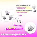 GAQQI Lash Clusters, GQ03 False Eyelashes DIY Lash Extensions C Curl 168PCS Cluster Lashes 14MM, Wispy and Natural Lash Wisps (GQ03,14mm,C Curl)