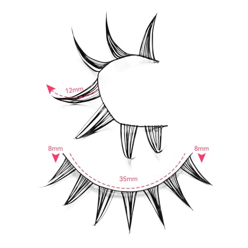 outopen 7 Pairs Manga Lashes Japanese Anime Cosplay Eyelashes Spiky Wet Look Lashes Asian False Eye Lashes Clusters (B07-Manga Lashes 7 Clusters 8-12MM)
