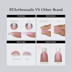 BTArtbox XCOATTIPS French Tip Nails - 5 Styles Long Square Press on Nails, Pre-Designed Swirl Nail Tips, Ultra Fit Soft Gel Nails False Nails, Soak Off Acrylic Fake Nails for Daily Nail Art DIY