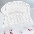 Bath Pillow, Bath Pillows for Tub Neck and Back Support, Bathtub Pillows for Head and Neck with 6 Strong Non-Slip Suction Cups, 4D Air Mesh, Bath Accessories Spa Gifts for Women(White+Grey)