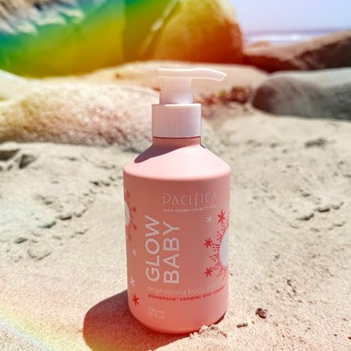 Pacifica Glow Baby Brightening Body Wash – Vitamin C & AHA Exfoliating Body Wash for Glowing Skin, Moisturizing Daily Shower Gel for Dull Dry Skin, Niacinamide & Kakadu Plum, Vegan, 10 oz