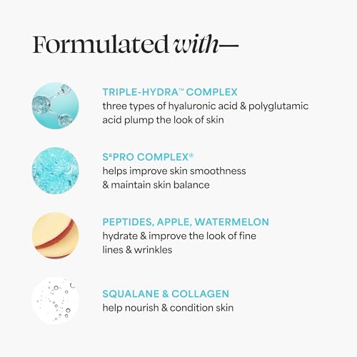 TULA Skin Care 24/7 Ultra Hydration - Triple Hydra Complex Day & Night Serum, Plumps Skin & Delivers Moisture While Reducing Fine Lines, 1 fl oz.