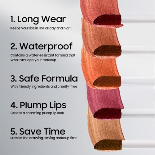 Lip Liner, Lip Liner Stain Peel off, Waterproof & Long Lasting Peel Lip Stain Non-Stick Cup, Enhancing Complexion & Nourishing for All Skin Types, Create A Natural Lip Color (Coral, 1 Count)