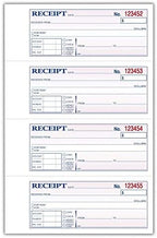 Adams Money and Rent Receipt Book, 3-Part, Carbonless, White/Canary/Pink,7 5/8" x 10 7/8", 100 Sets per Book, 5 Books, 500 Sets Total (TC1182)