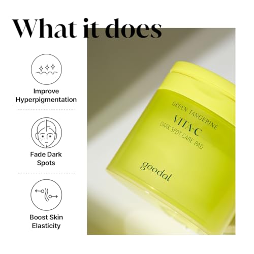 GOODAL Green Tangerine Vita C Toner Pads, Korean Skin Care, K-Beauty, Glass Skin, Pore Care, 70 Sheets, Valentine Day Gifts