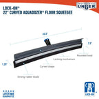 Unger Professional Lock-On 22” Curved AquaDozer, Lightweight Rubber Durable Squeegee for Tile, Smooth Concrete, Basements & Hurricane Clean-Up