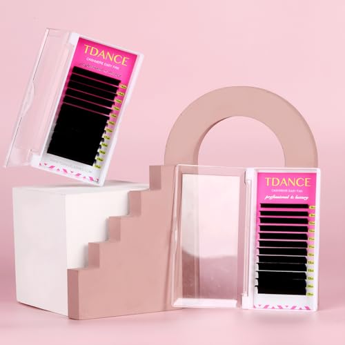 TDANCE Cashmere Easy Fan Lash Extensions 0.07mm C Curl Self Fanning Volume Lash Extensions 10mm Single Length Matte Black Lash Extensions(0.07-C,10mm)