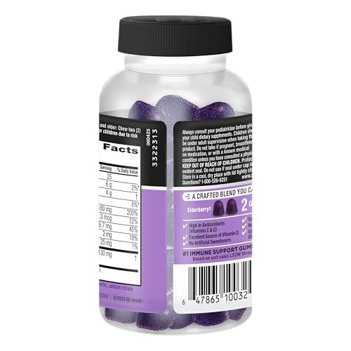 Airborne Elderberry + Zinc & Vitamin C Gummies for Adults, Immune Support with Antioxidants Vitamins C, D & E, 130 Count, Elderberry Flavor