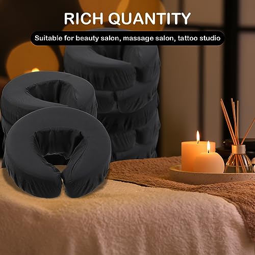 24 Pcs Face Cradle Covers for Massage Table Microfiber Reusable Soft Thicker Massage Table Head Rest Covers Bulk Oil Proof Headrest Cradle Sheets for Spa Beauty Salons (Black)
