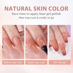 BTArtbox XCOATTIPS Gel Nail Kit - Medium Coffin Press on Nails Pre-applied Tip Primer with Gel Glue and Top Coat, Brown Fake Nails for Daily Nail Art