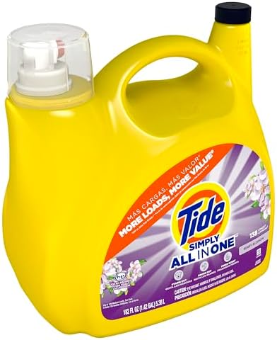 Tide Simply All-In-One Liquid Laundry Detergent, Berry Blossom Scent, 138 Loads, 182 fl oz